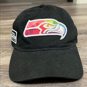 New Era Seattle Seahawk crucial catch cancer Black Cap with Colorful Logo